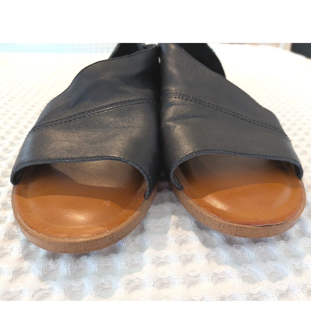 Sole Society Black Leather Asymmetrical Open Toe d'Orsay Flat Sandals Womens 8.5 - Picture 3 of 8